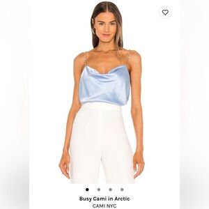 Blue Cami NYC BUSY CAMI w/ pearl straps